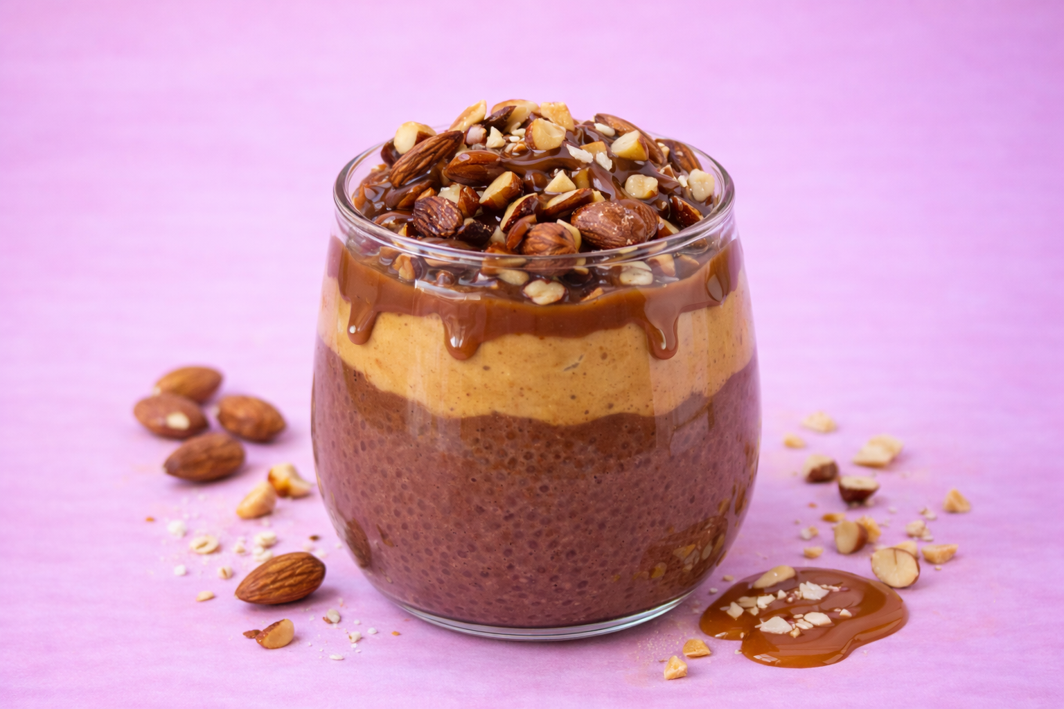 Chocolate Almond with Creamy Peanut Butter & Hazelnut Drizzle